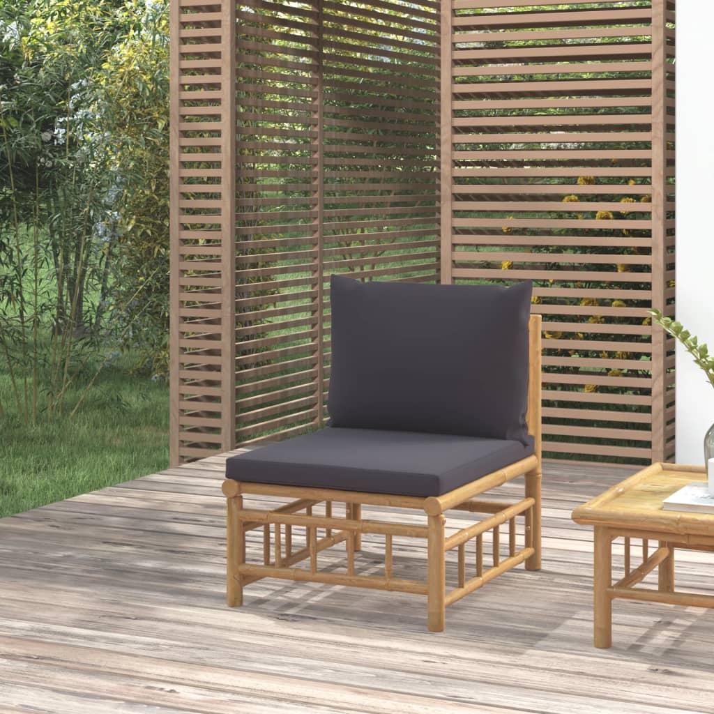 Tuinmiddenbank met kussens bamboe donkergrijs is nu te koop bij PeponiXL, paradijselijk wonen!