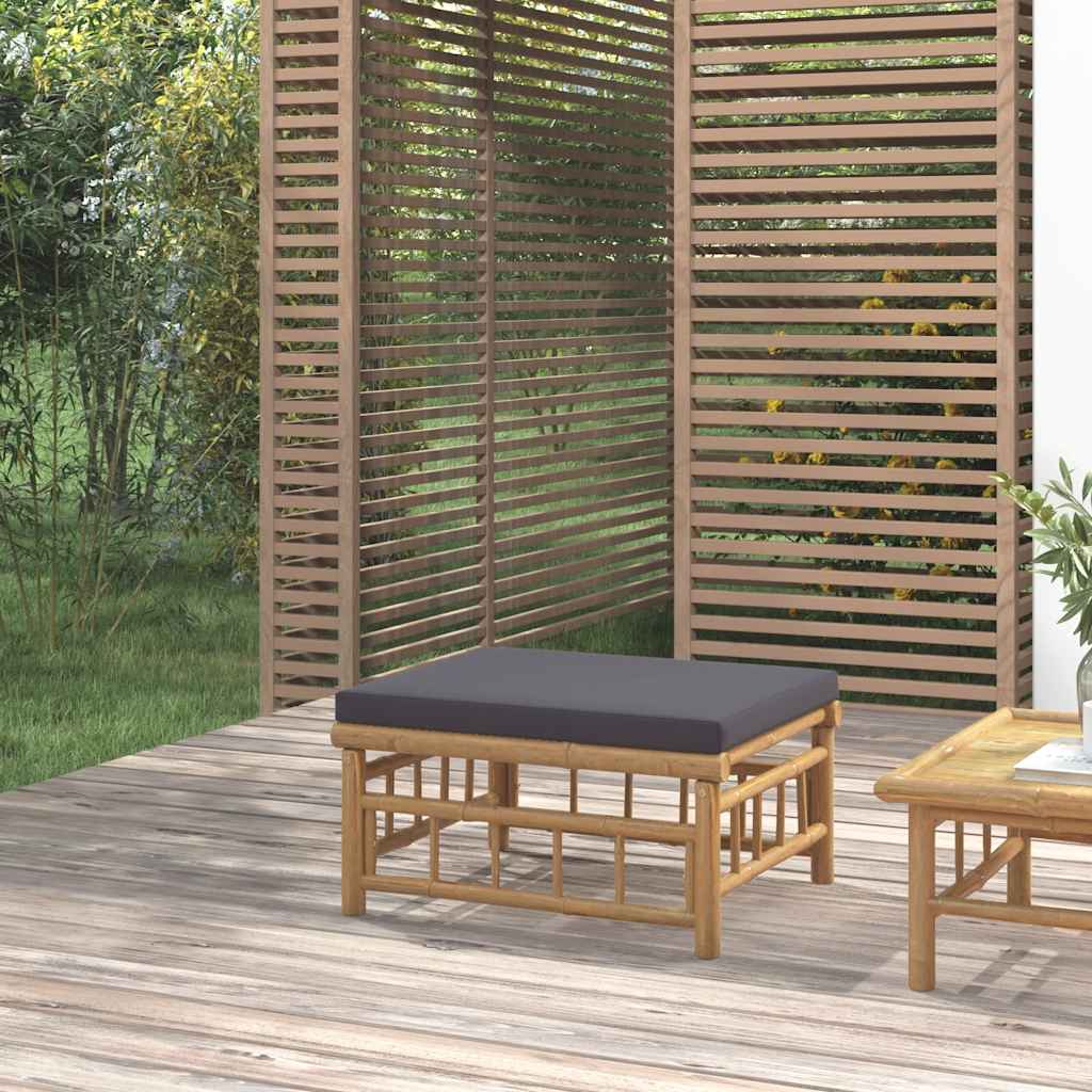 Tuinvoetenbank met kussen bamboe donkergrijs is nu te koop bij PeponiXL, paradijselijk wonen!
