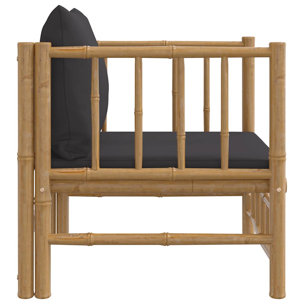 Tuinbank met kussens bamboe donkergrijs is nu te koop bij PeponiXL, paradijselijk wonen!