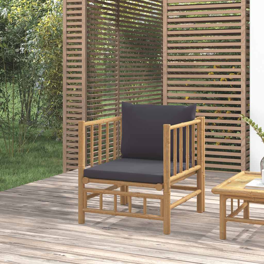 Tuinbank met kussens bamboe donkergrijs is nu te koop bij PeponiXL, paradijselijk wonen!