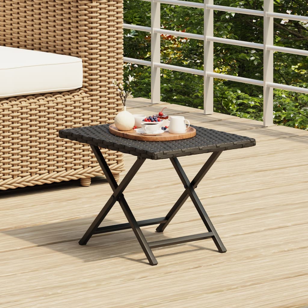 Tafel inklapbaar 45x35x32 cm poly rattan zwart is nu te koop bij PeponiXL, paradijselijk wonen!