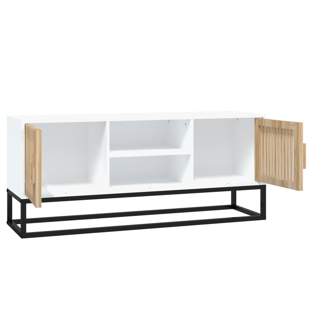 Tv-meubel 105x30x45 cm bewerkt hout wit is nu te koop bij PeponiXL, paradijselijk wonen!
