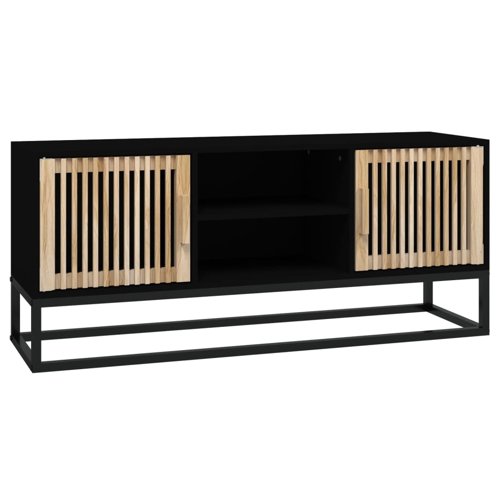 Tv-meubel 105x30x45 cm bewerkt hout en ijzer zwart is nu te koop bij PeponiXL, paradijselijk wonen!
