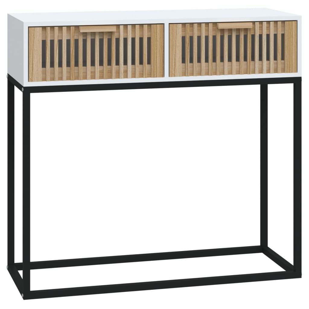 Wandtafel 80x30x75 cm bewerkt hout en ijzer wit is nu te koop bij PeponiXL, paradijselijk wonen!