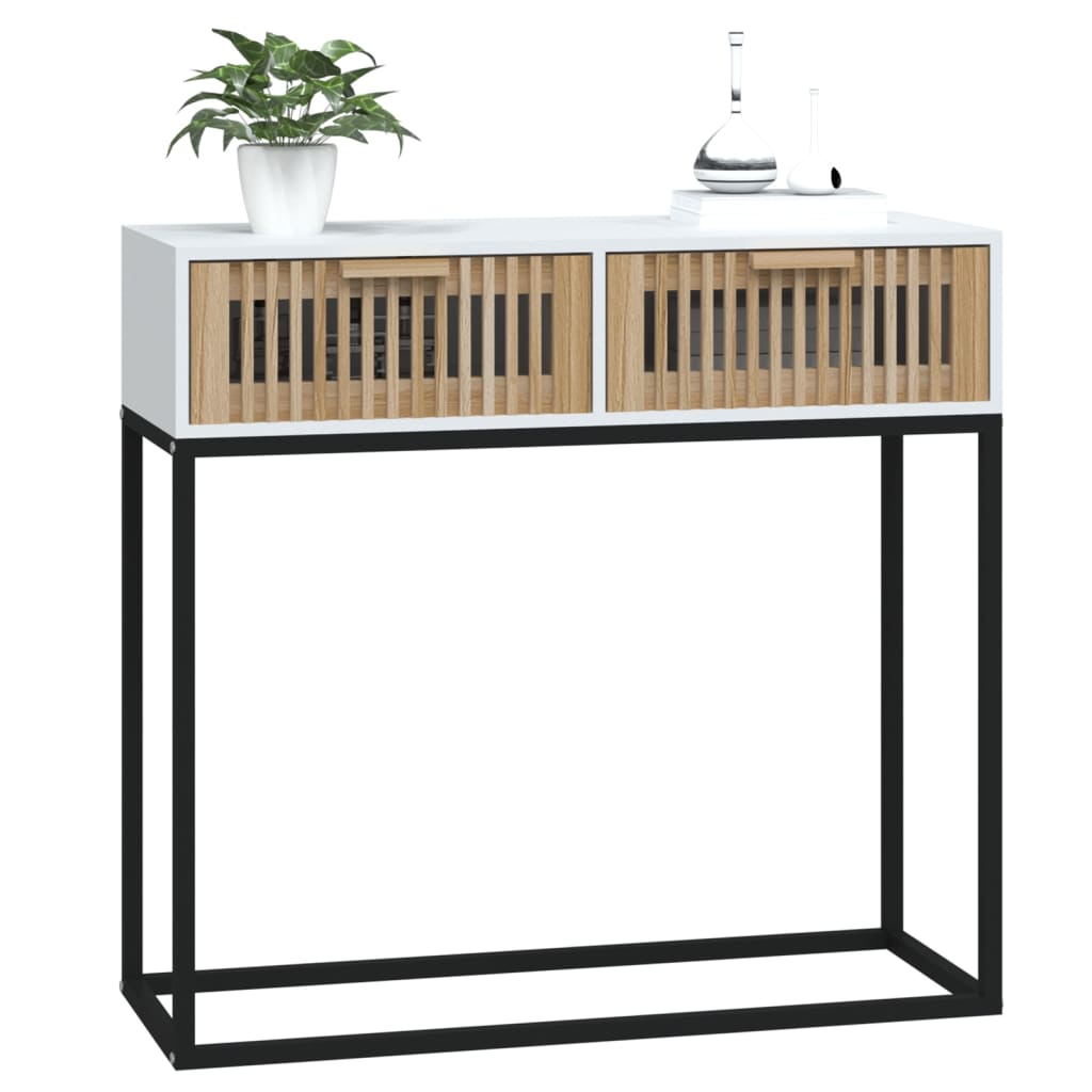 Wandtafel 80x30x75 cm bewerkt hout en ijzer wit is nu te koop bij PeponiXL, paradijselijk wonen!
