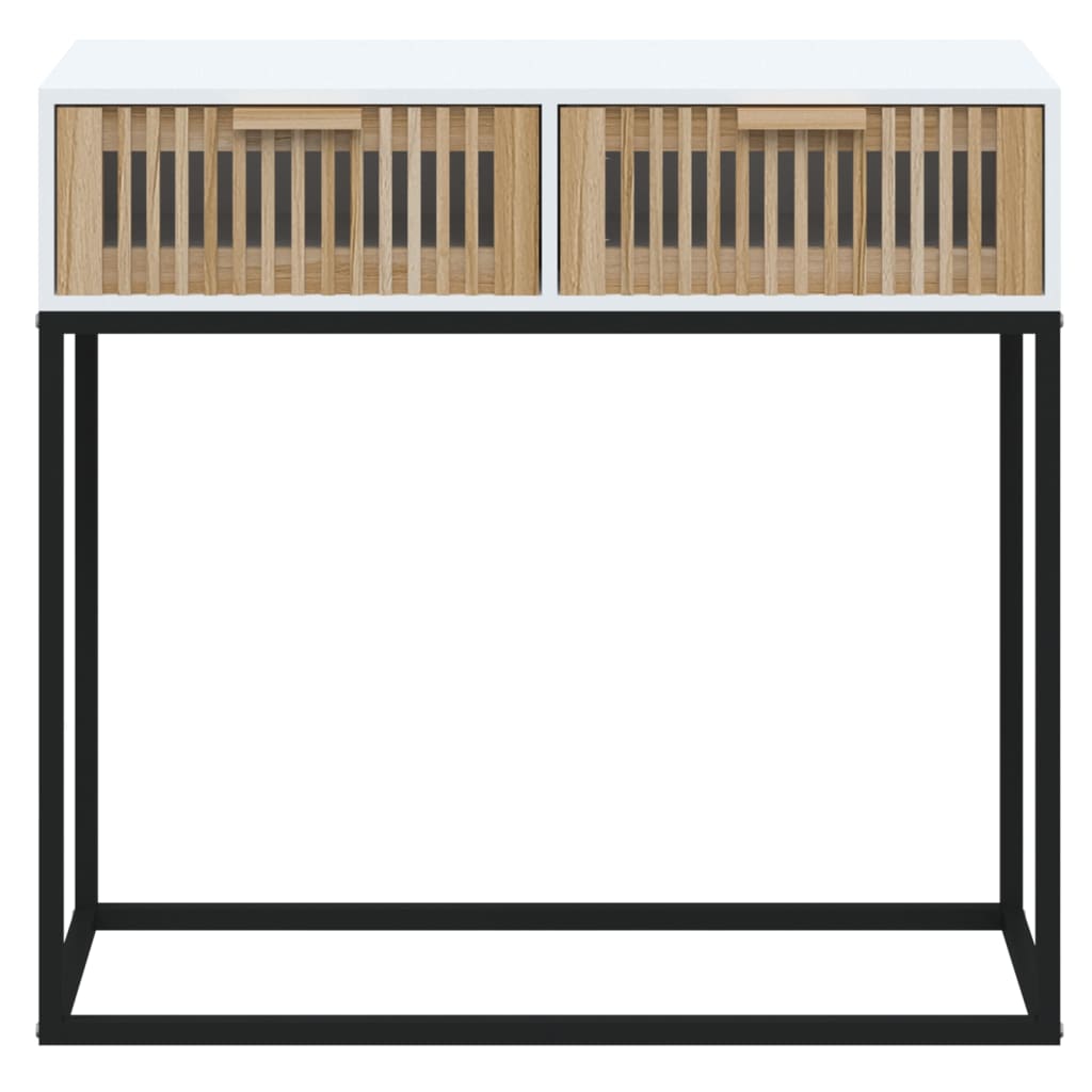 Wandtafel 80x30x75 cm bewerkt hout en ijzer wit is nu te koop bij PeponiXL, paradijselijk wonen!