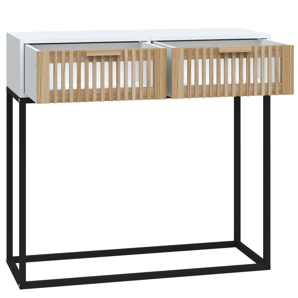 Wandtafel 80x30x75 cm bewerkt hout en ijzer wit is nu te koop bij PeponiXL, paradijselijk wonen!