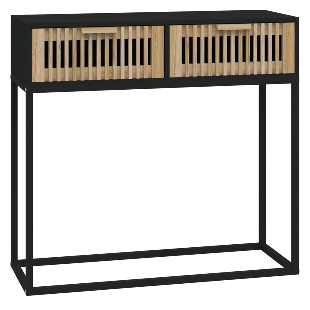 Wandtafel 80x30x75 cm bewerkt hout en ijzer zwart is nu te koop bij PeponiXL, paradijselijk wonen!