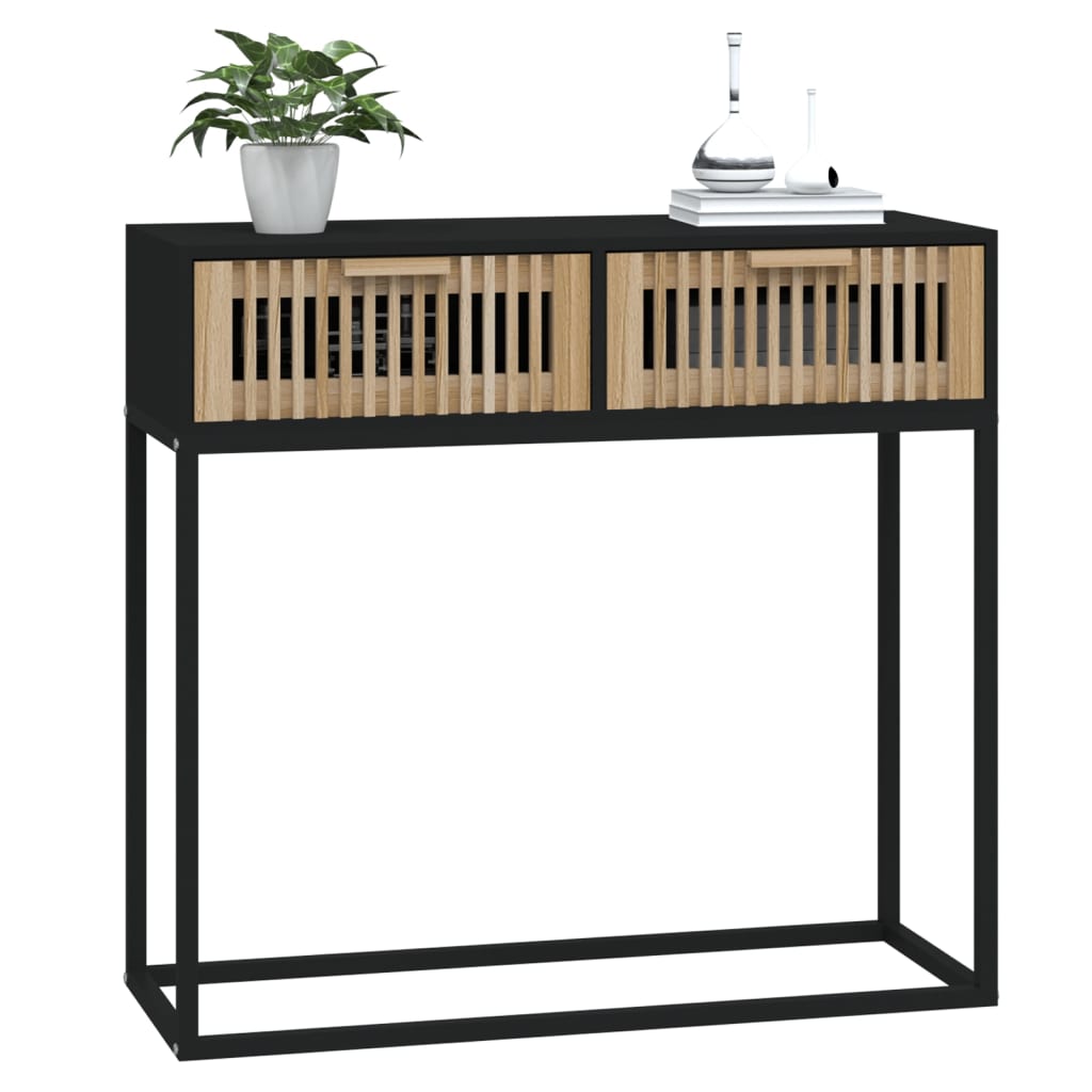 Wandtafel 80x30x75 cm bewerkt hout en ijzer zwart is nu te koop bij PeponiXL, paradijselijk wonen!