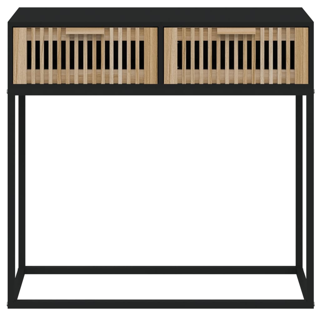 Wandtafel 80x30x75 cm bewerkt hout en ijzer zwart is nu te koop bij PeponiXL, paradijselijk wonen!