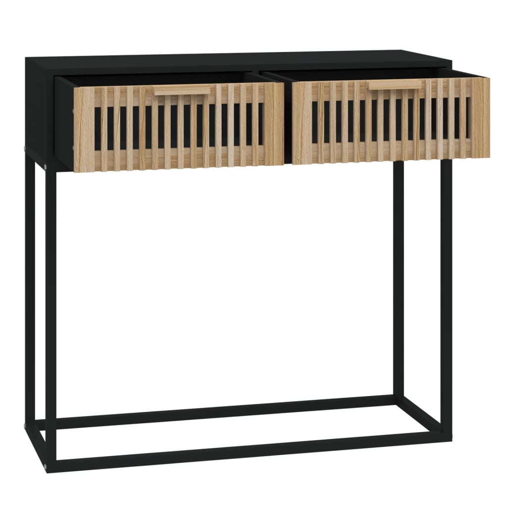 Wandtafel 80x30x75 cm bewerkt hout en ijzer zwart is nu te koop bij PeponiXL, paradijselijk wonen!