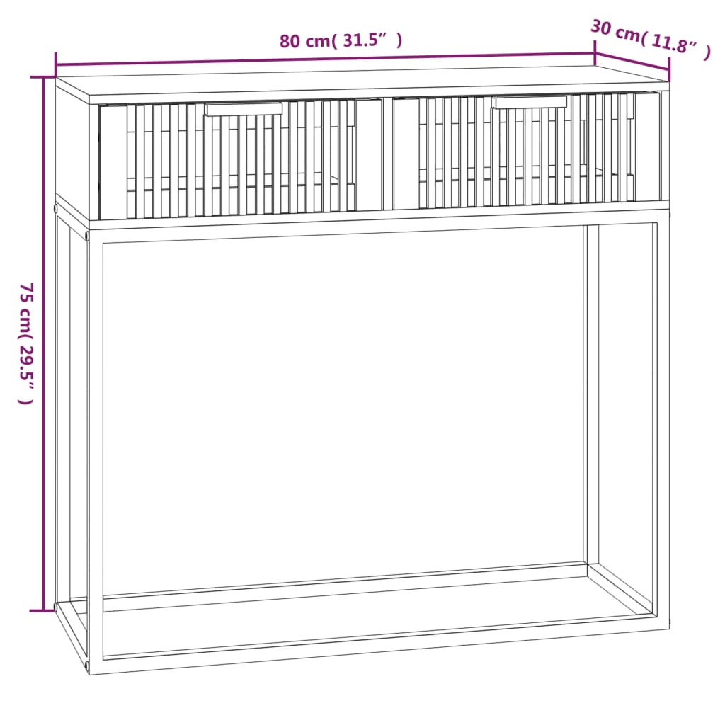 Wandtafel 80x30x75 cm bewerkt hout en ijzer is nu te koop bij PeponiXL, paradijselijk wonen!