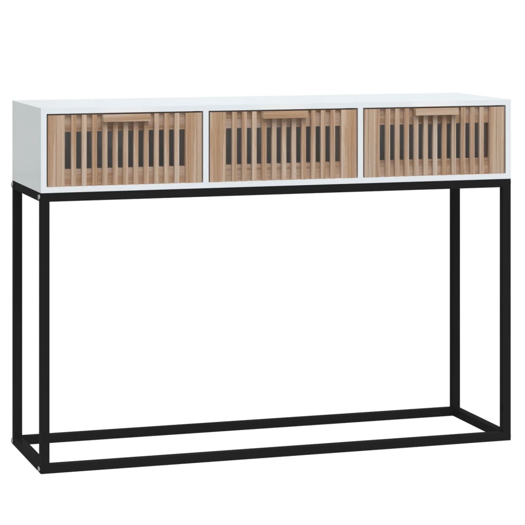 Wandtafel 105x30x75 cm bewerkt hout en ijzer wit is nu te koop bij PeponiXL, paradijselijk wonen!