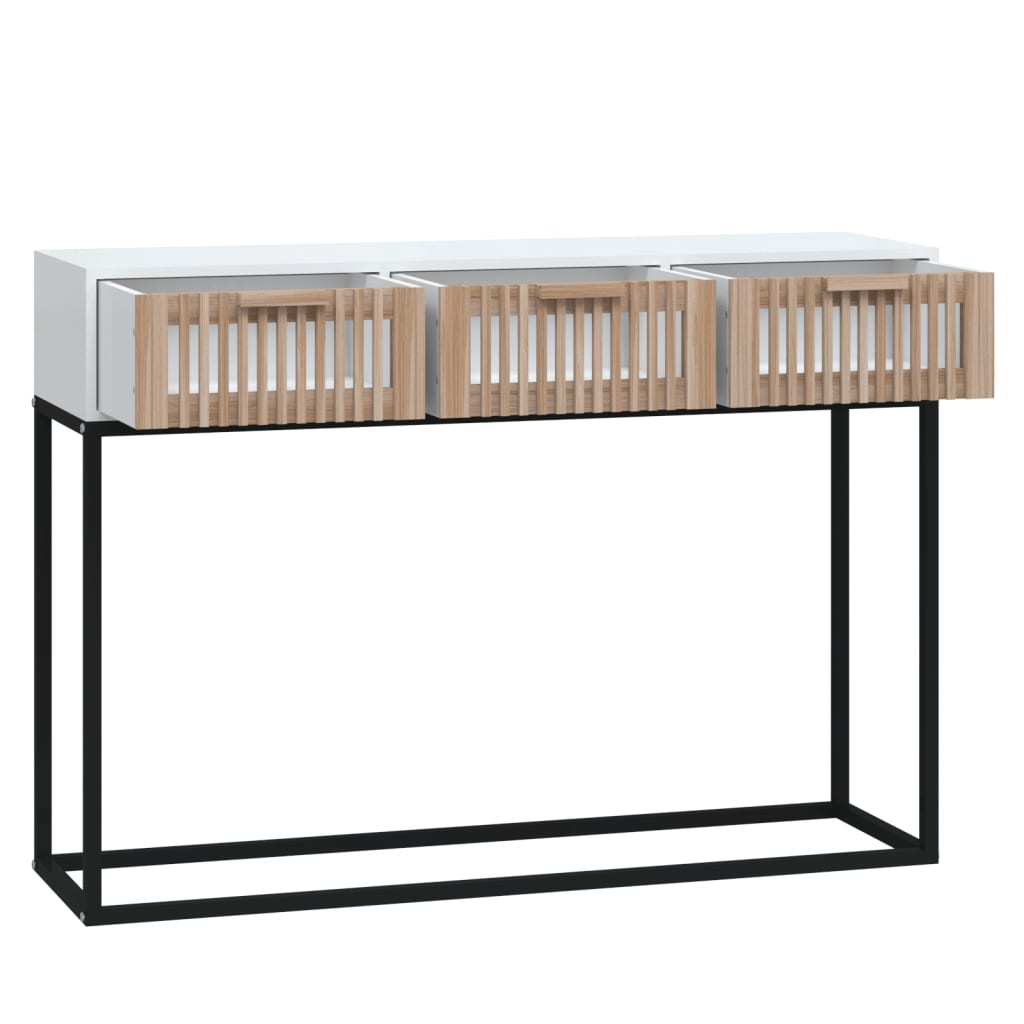Wandtafel 105x30x75 cm bewerkt hout en ijzer wit is nu te koop bij PeponiXL, paradijselijk wonen!