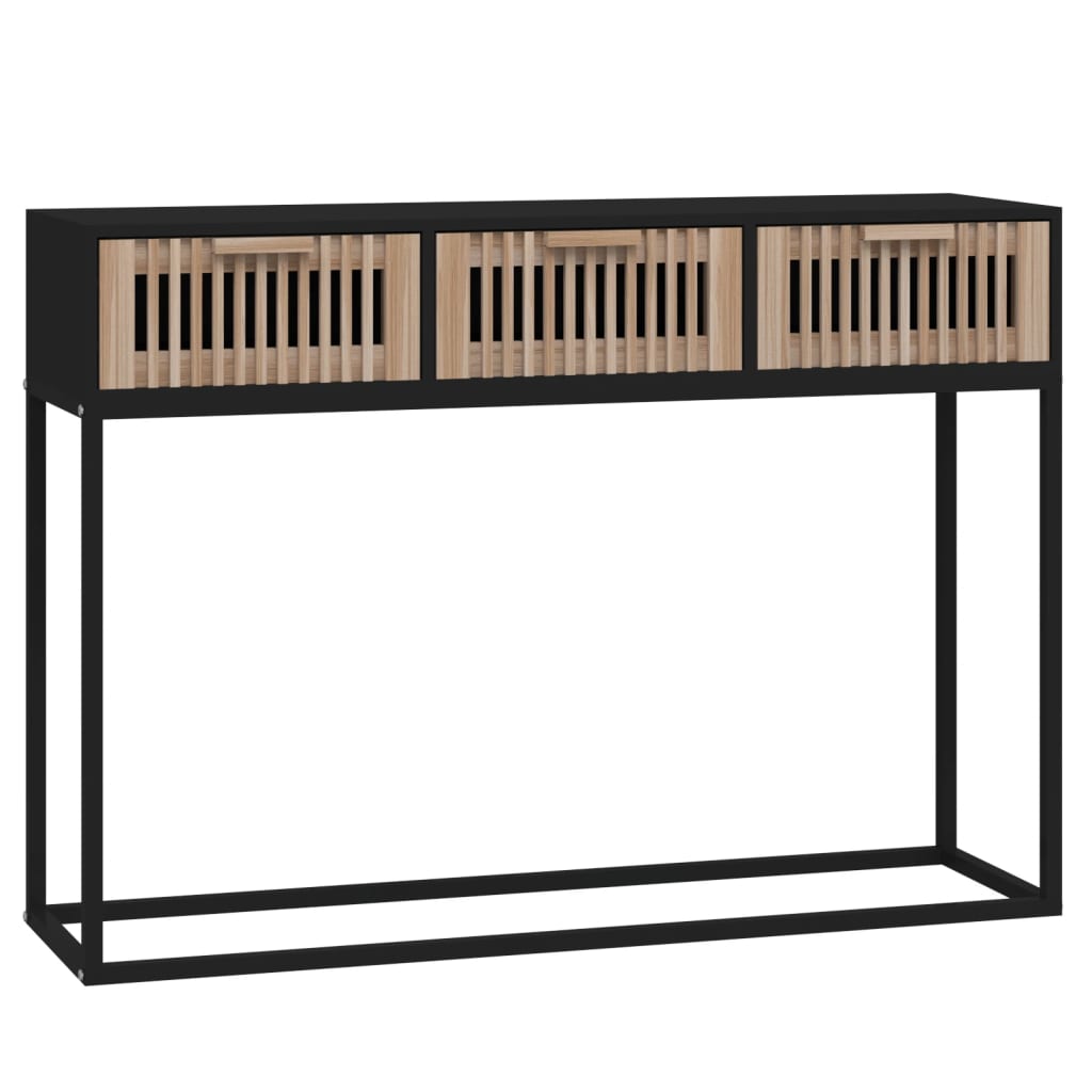 Wandtafel 105x30x75 cm bewerkt hout en ijzer zwart is nu te koop bij PeponiXL, paradijselijk wonen!