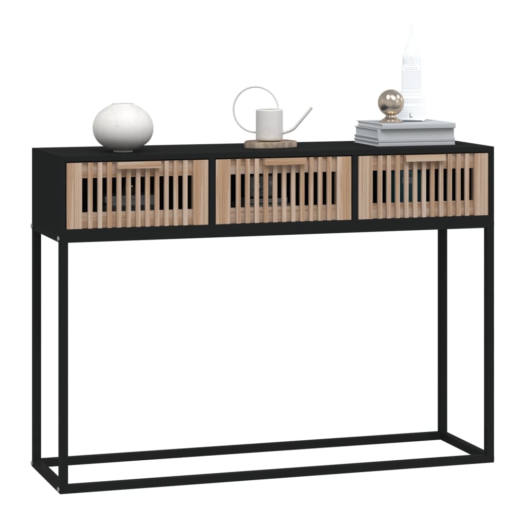 Wandtafel 105x30x75 cm bewerkt hout en ijzer zwart is nu te koop bij PeponiXL, paradijselijk wonen!