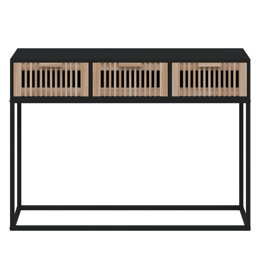 Wandtafel 105x30x75 cm bewerkt hout en ijzer zwart is nu te koop bij PeponiXL, paradijselijk wonen!