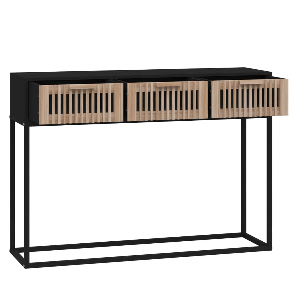 Wandtafel 105x30x75 cm bewerkt hout en ijzer zwart is nu te koop bij PeponiXL, paradijselijk wonen!