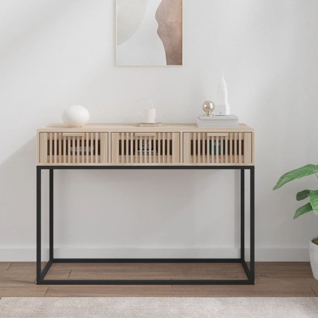 Wandtafel 105x30x75 cm bewerkt hout en ijzer is nu te koop bij PeponiXL, paradijselijk wonen!