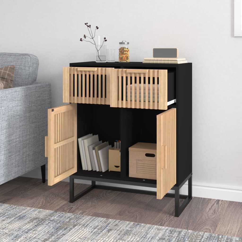 Dressoir 60x30x75 cm bewerkt hout zwart is nu te koop bij PeponiXL, paradijselijk wonen!