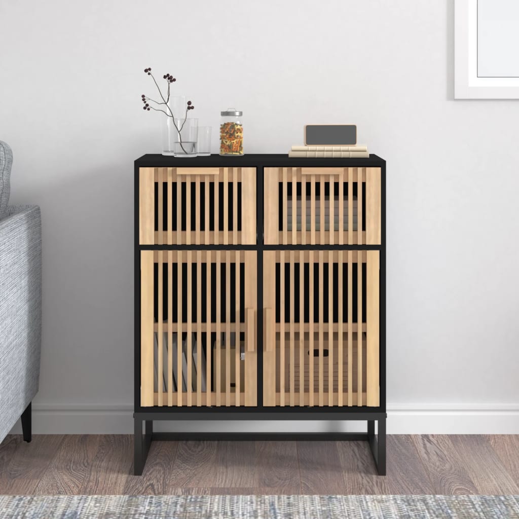 Dressoir 60x30x75 cm bewerkt hout zwart is nu te koop bij PeponiXL, paradijselijk wonen!