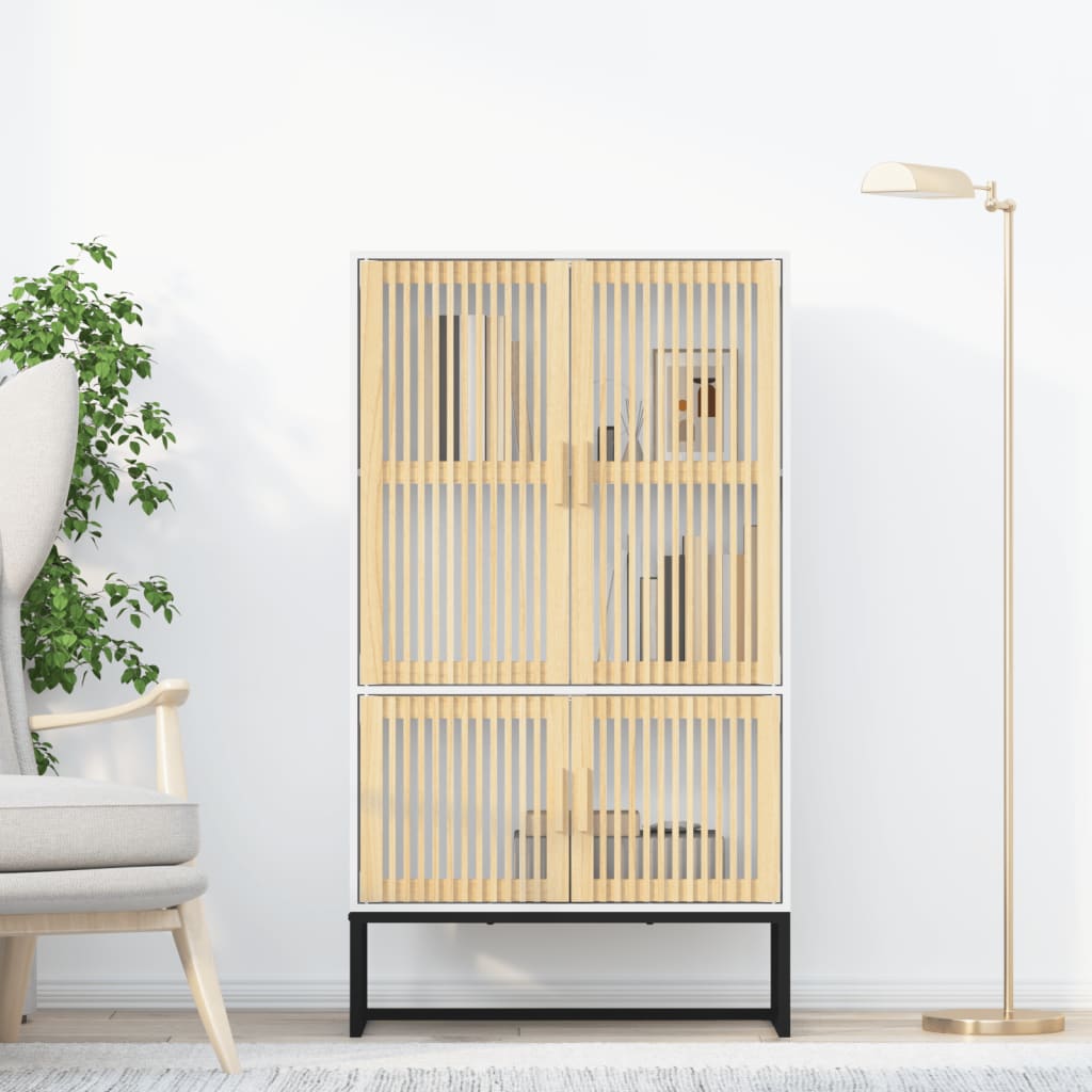 Hoge kast 70x35x125 cm bewerkt hout wit is nu te koop bij PeponiXL, paradijselijk wonen!