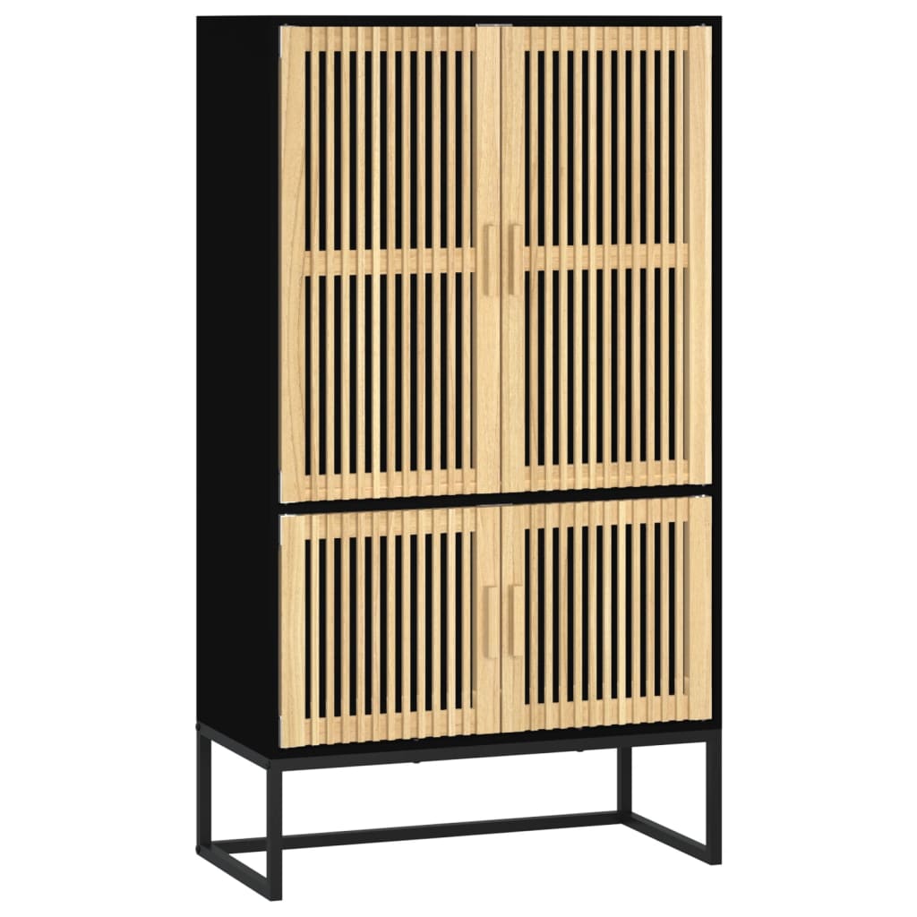 Hoge kast 70x35x125 cm bewerkt hout zwart is nu te koop bij PeponiXL, paradijselijk wonen!