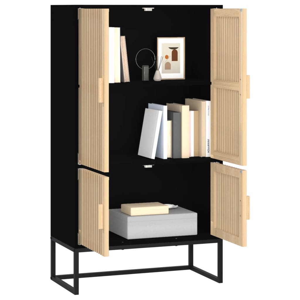 Hoge kast 70x35x125 cm bewerkt hout zwart is nu te koop bij PeponiXL, paradijselijk wonen!