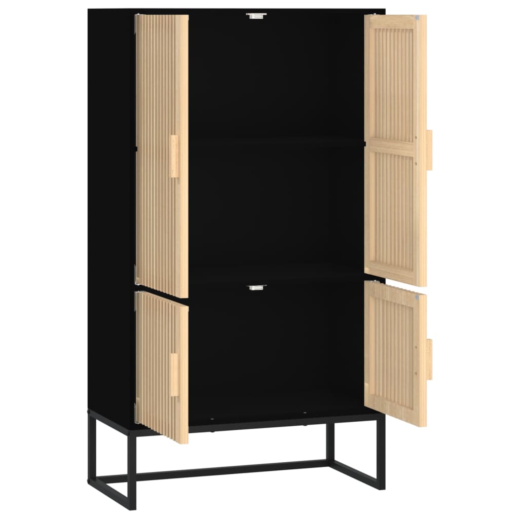 Hoge kast 70x35x125 cm bewerkt hout zwart is nu te koop bij PeponiXL, paradijselijk wonen!