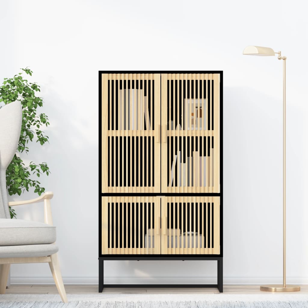 Hoge kast 70x35x125 cm bewerkt hout zwart is nu te koop bij PeponiXL, paradijselijk wonen!