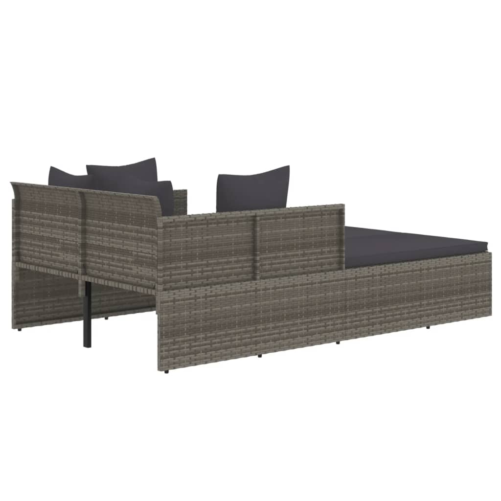Ligbed met kussens 182x118x63 cm poly rattan grijs is nu te koop bij PeponiXL, paradijselijk wonen!