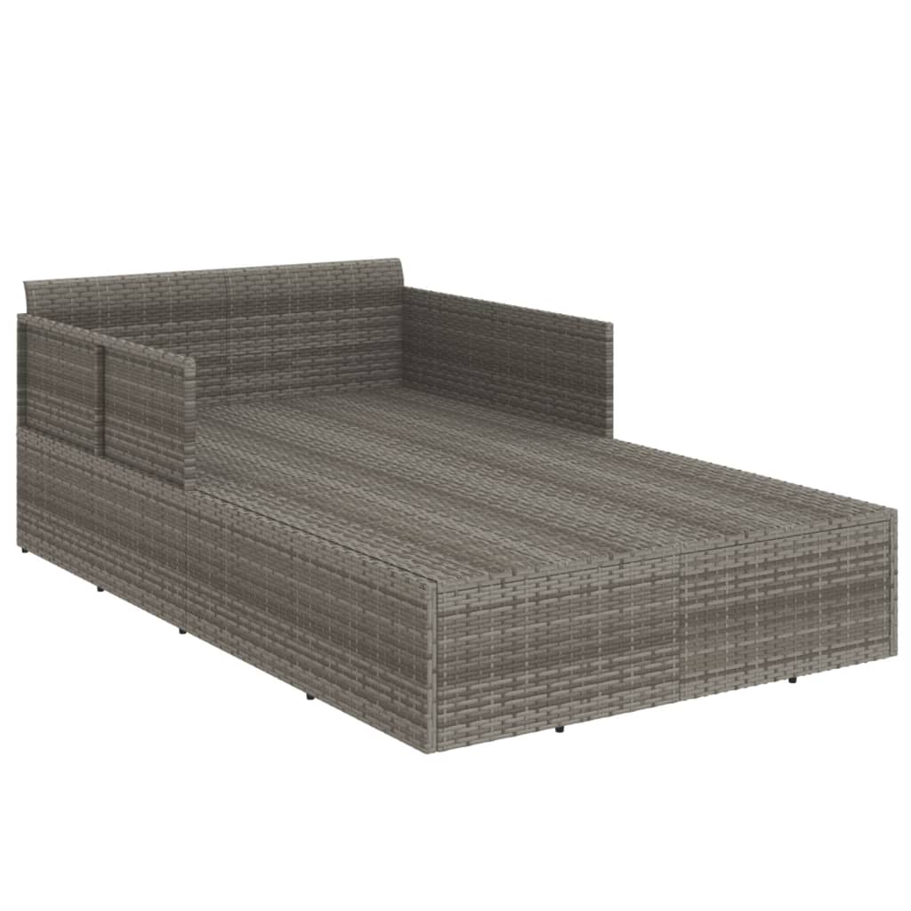 Ligbed met kussens 182x118x63 cm poly rattan grijs is nu te koop bij PeponiXL, paradijselijk wonen!