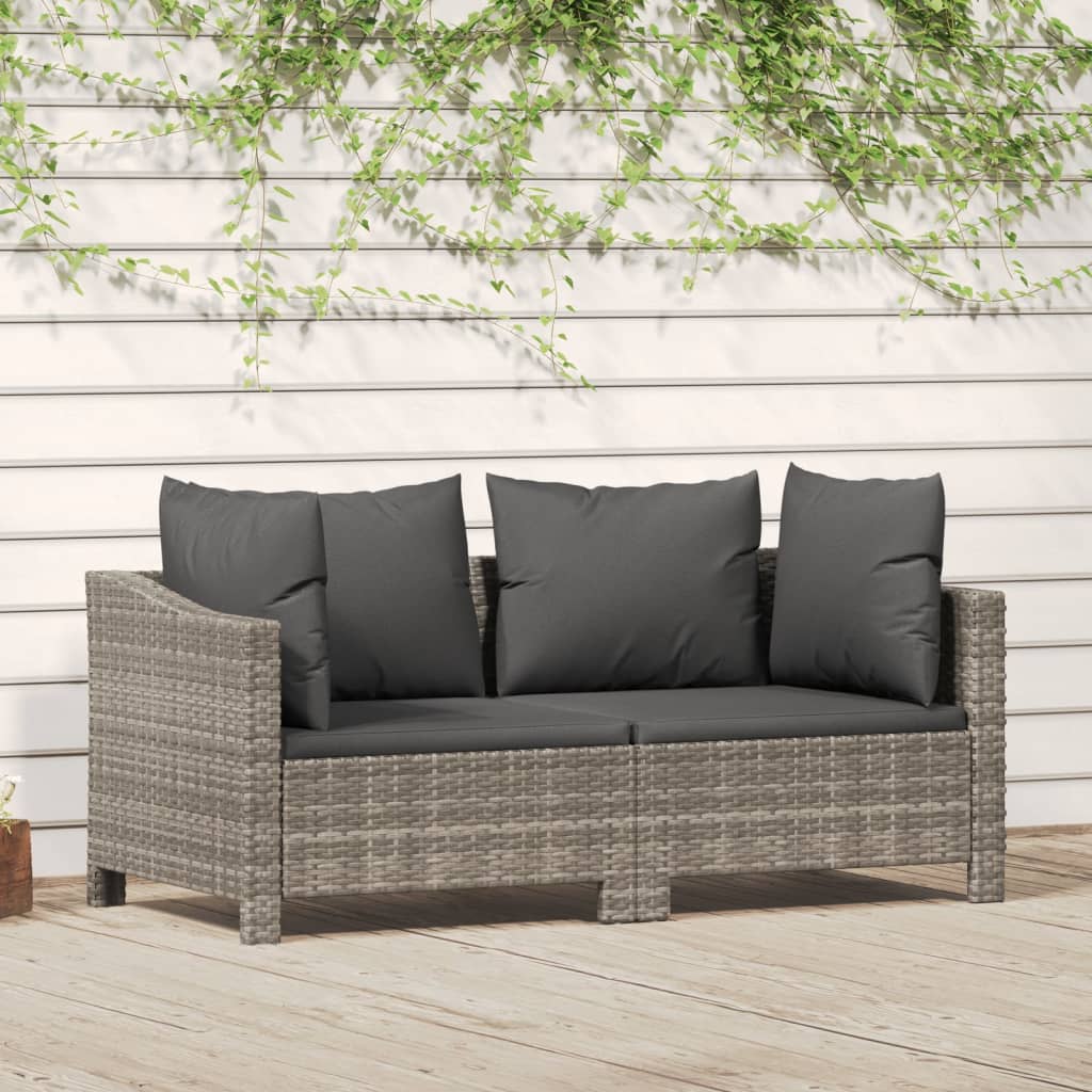 2-delige tuinloungeset met kussens grijs poly rattan is nu te koop bij PeponiXL, paradijselijk wonen!