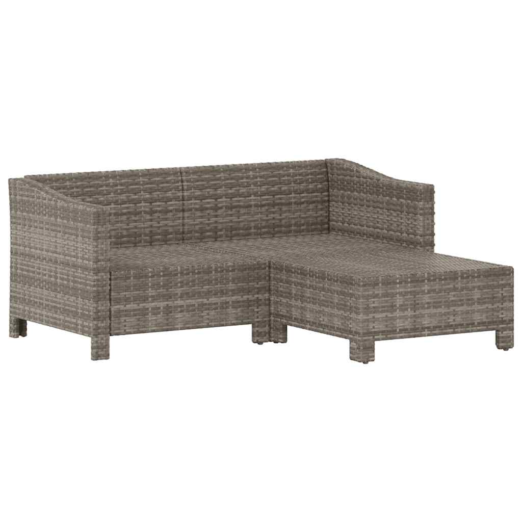 3-delige Loungeset met kussens poly rattan grijs is nu te koop bij PeponiXL, paradijselijk wonen!