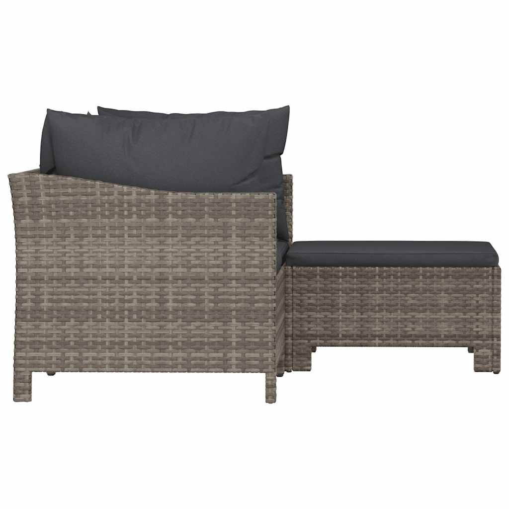 3-delige Loungeset met kussens poly rattan grijs is nu te koop bij PeponiXL, paradijselijk wonen!