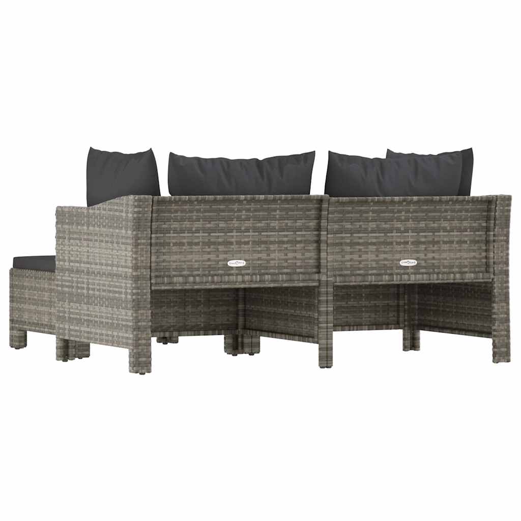 3-delige Loungeset met kussens poly rattan grijs is nu te koop bij PeponiXL, paradijselijk wonen!