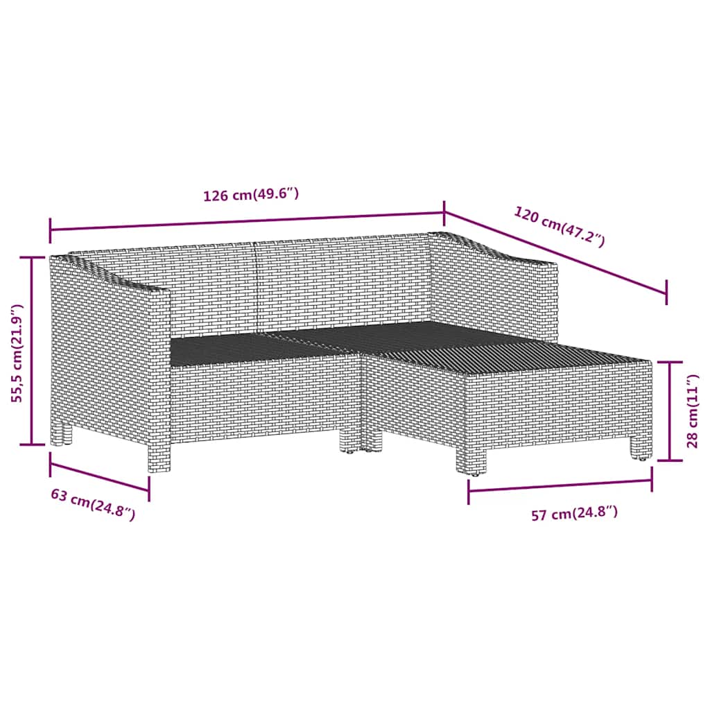 3-delige Loungeset met kussens poly rattan grijs is nu te koop bij PeponiXL, paradijselijk wonen!