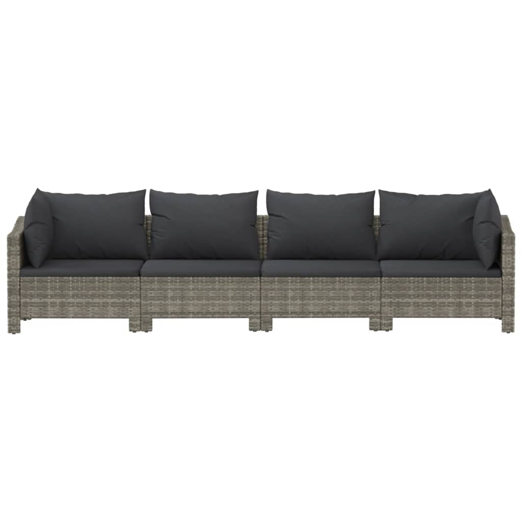 4-delige tuinloungeset met kussens grijs poly rattan is nu te koop bij PeponiXL, paradijselijk wonen!