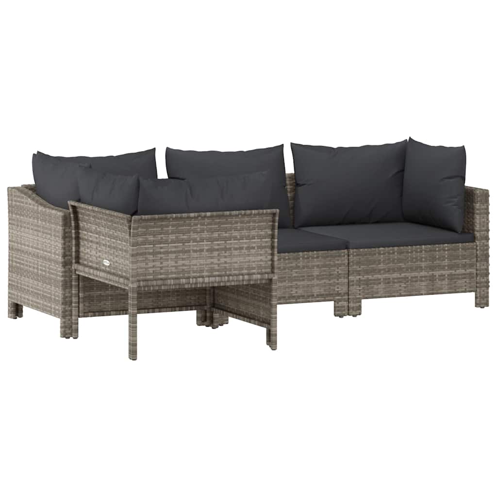 4-delige tuinloungeset met kussens grijs poly rattan is nu te koop bij PeponiXL, paradijselijk wonen!