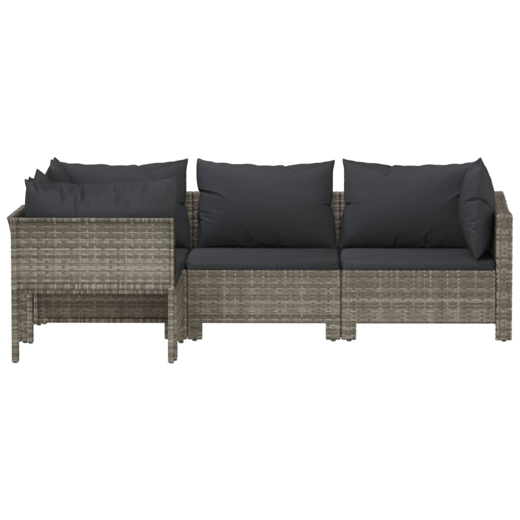 4-delige tuinloungeset met kussens grijs poly rattan is nu te koop bij PeponiXL, paradijselijk wonen!