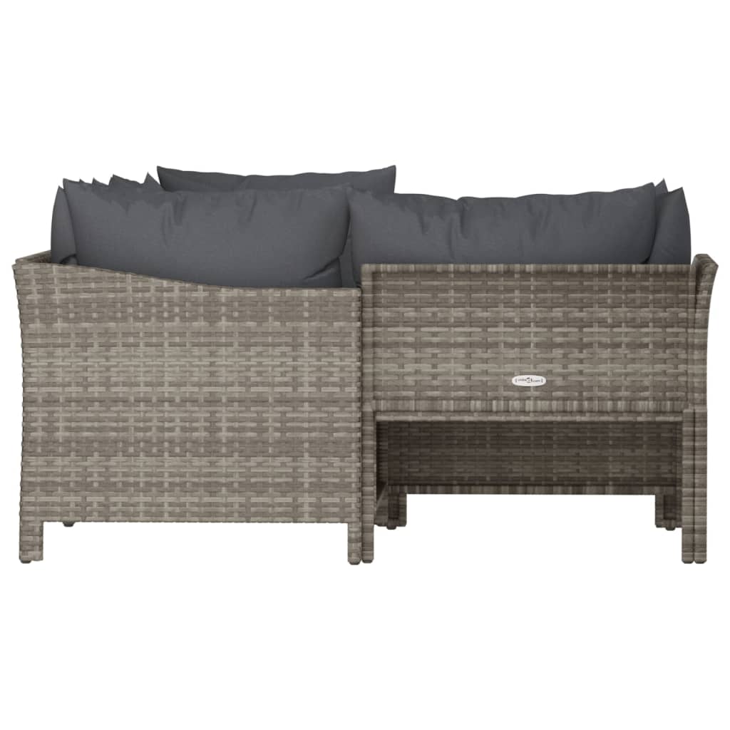 4-delige tuinloungeset met kussens grijs poly rattan is nu te koop bij PeponiXL, paradijselijk wonen!