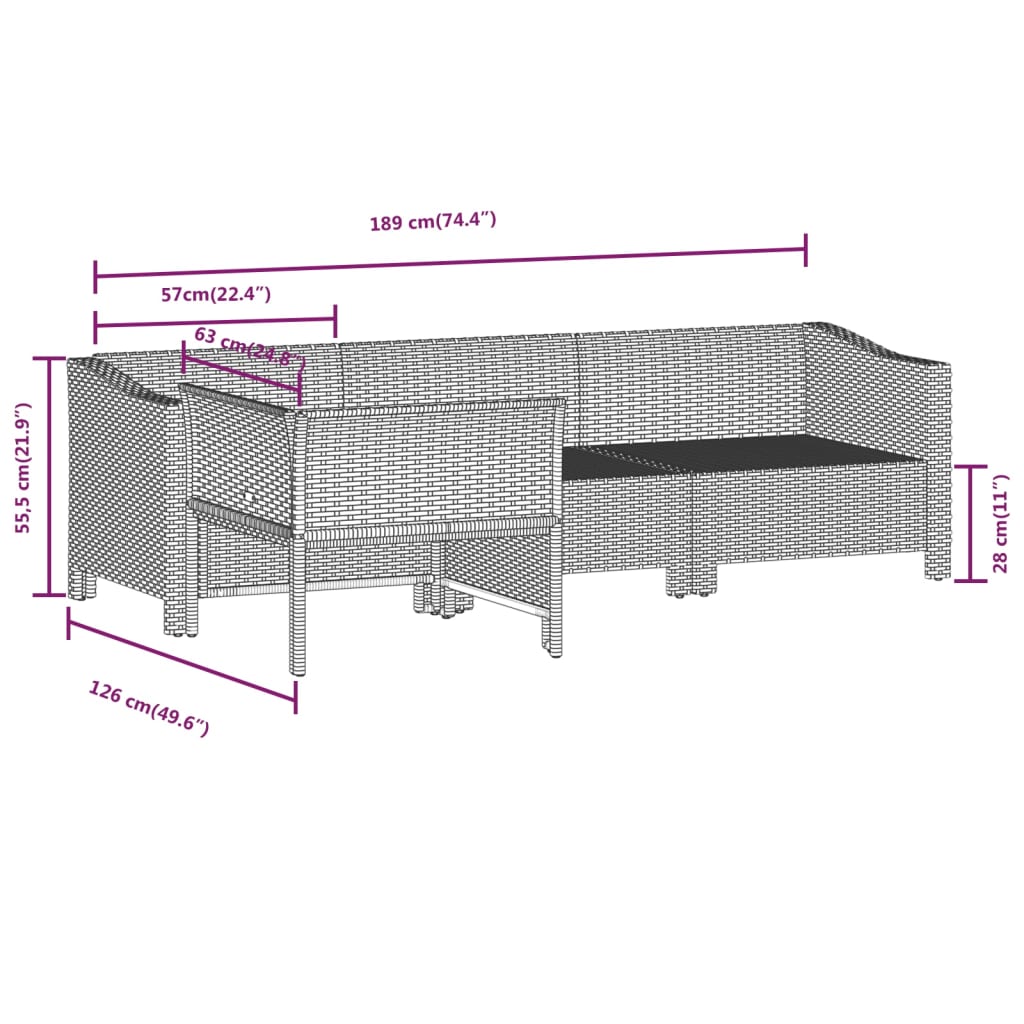 4-delige tuinloungeset met kussens grijs poly rattan is nu te koop bij PeponiXL, paradijselijk wonen!
