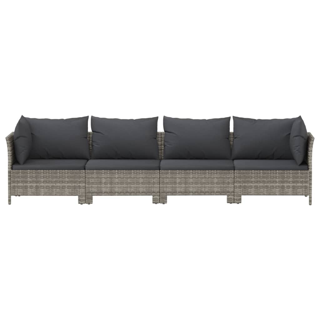 4-delige tuinloungeset met kussens grijs poly rattan is nu te koop bij PeponiXL, paradijselijk wonen!