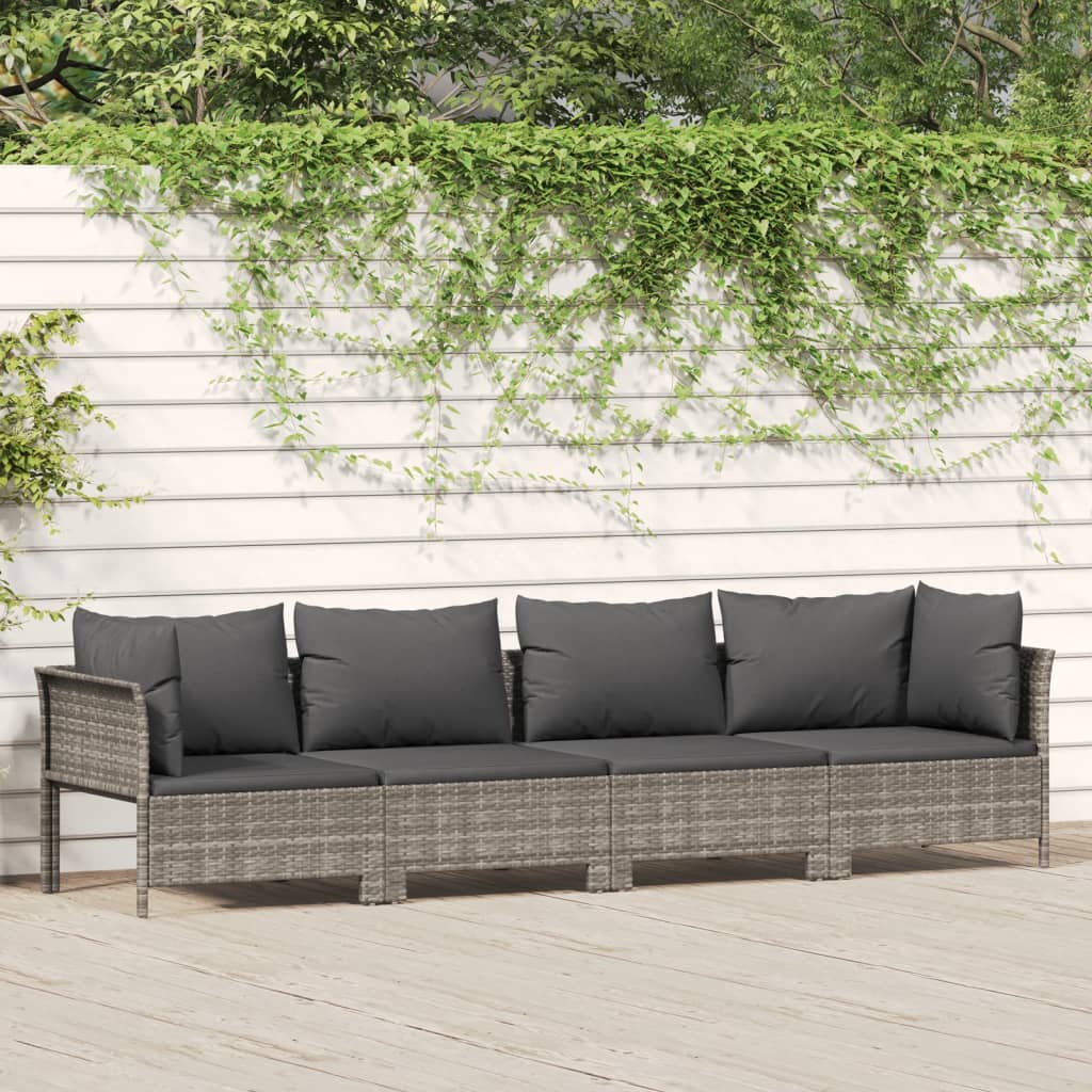 4-delige tuinloungeset met kussens grijs poly rattan is nu te koop bij PeponiXL, paradijselijk wonen!