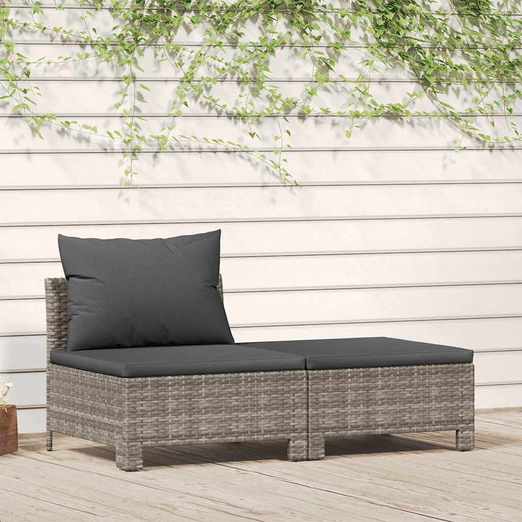 2-delige tuinloungeset met kussens grijs poly rattan is nu te koop bij PeponiXL, paradijselijk wonen!