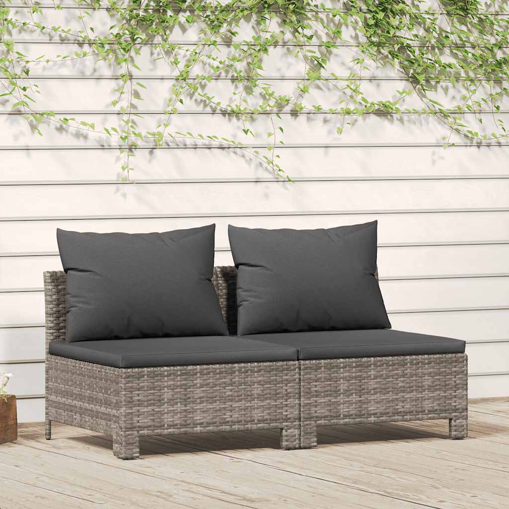 Tuinbank 2-zits met kussens poly rattan grijs is nu te koop bij PeponiXL, paradijselijk wonen!