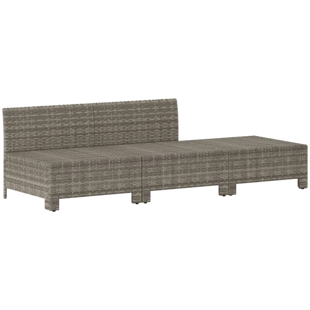 3-delige tuinloungeset met kussens grijs poly rattan is nu te koop bij PeponiXL, paradijselijk wonen!