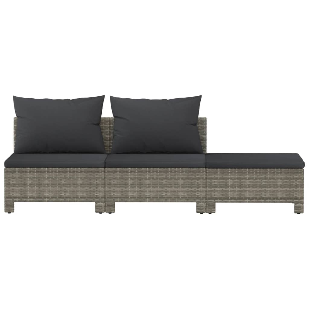 3-delige tuinloungeset met kussens grijs poly rattan is nu te koop bij PeponiXL, paradijselijk wonen!