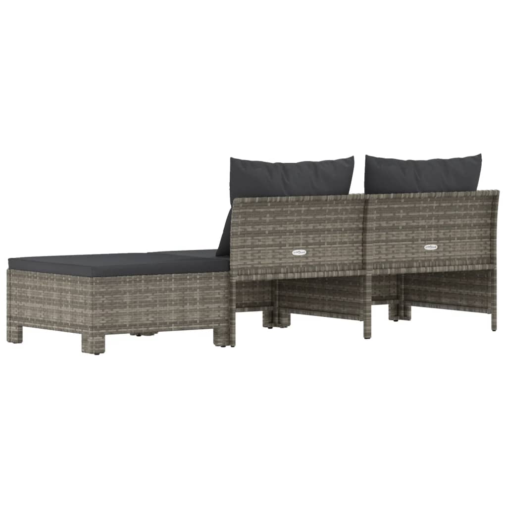 3-delige tuinloungeset met kussens grijs poly rattan is nu te koop bij PeponiXL, paradijselijk wonen!