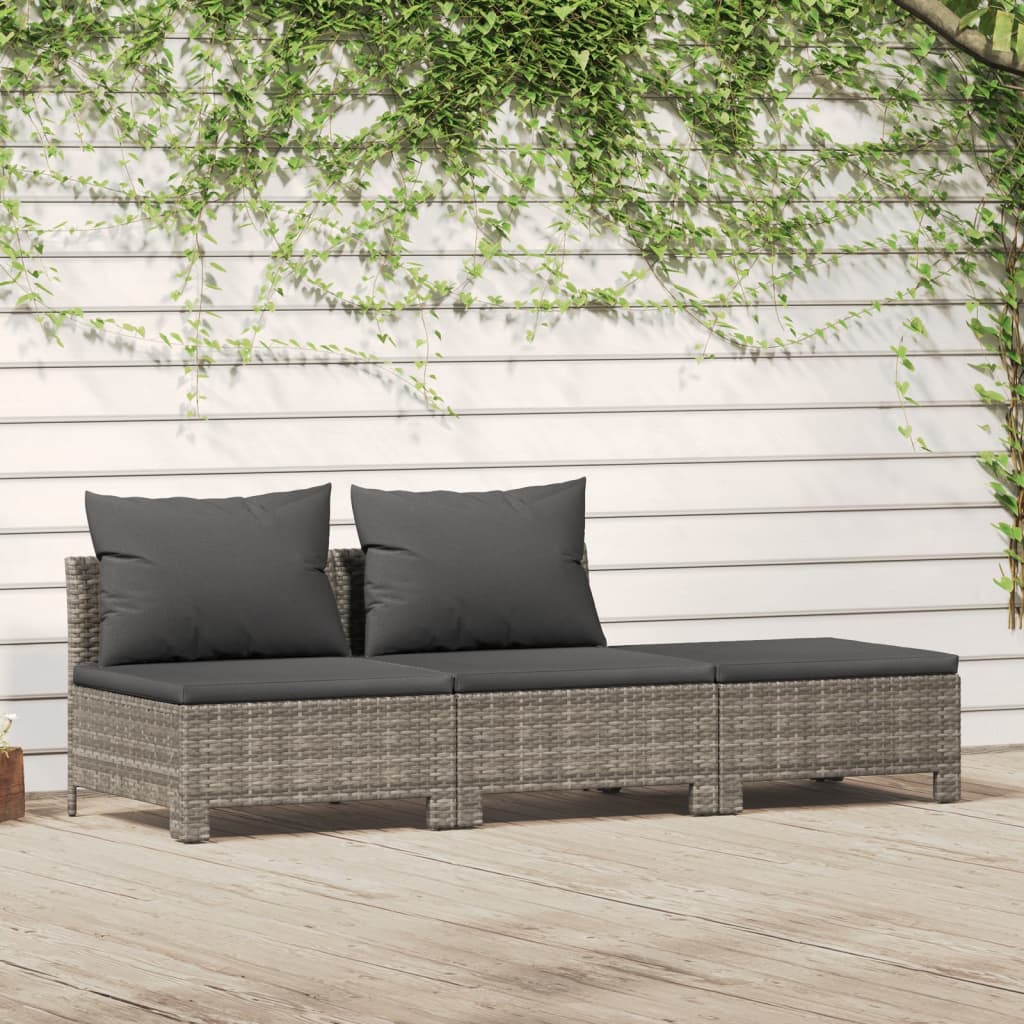 3-delige tuinloungeset met kussens grijs poly rattan is nu te koop bij PeponiXL, paradijselijk wonen!
